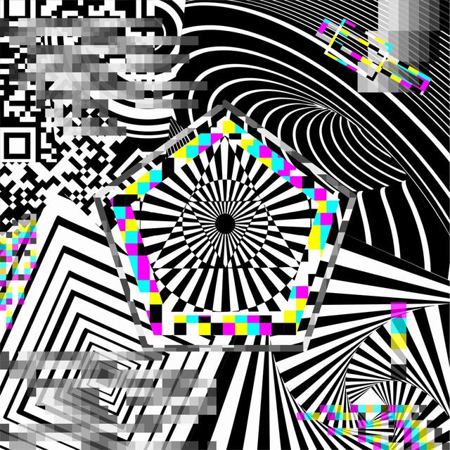 Composición glitch con marcas de registro CMYK