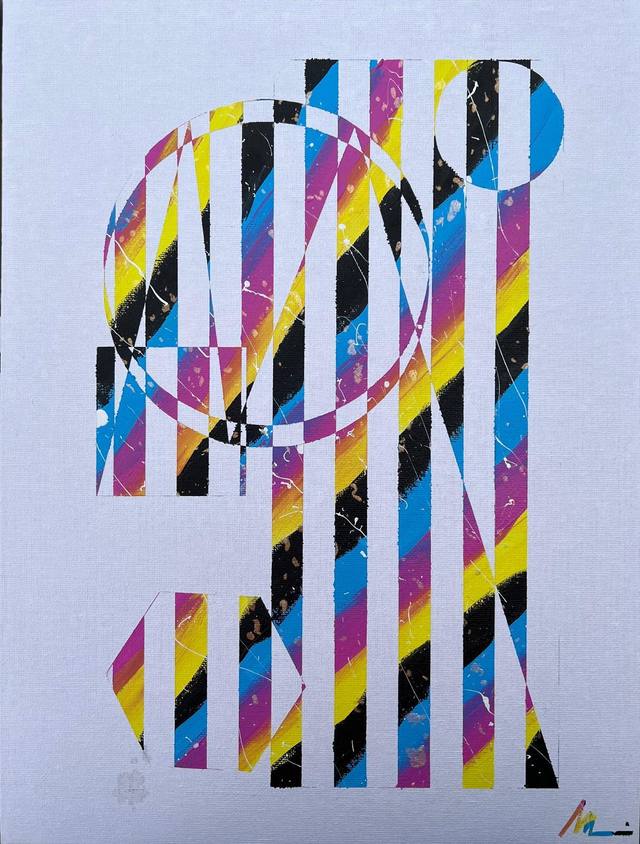 Obra en técnica mixta sobre lienzo con spray y acrílico