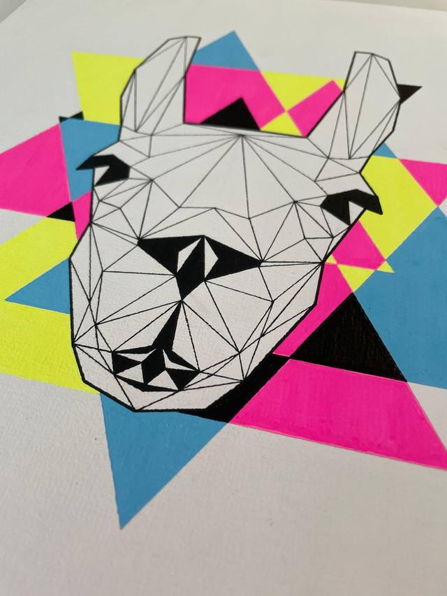 Obra en técnica mixta sobre lienzo con spray y acrílico