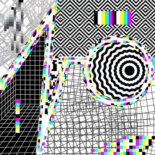 Composición glitch con marcas de registro CMYK