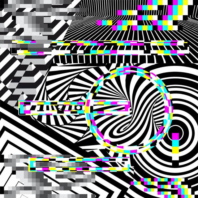 Composición glitch con marcas de registro CMYK