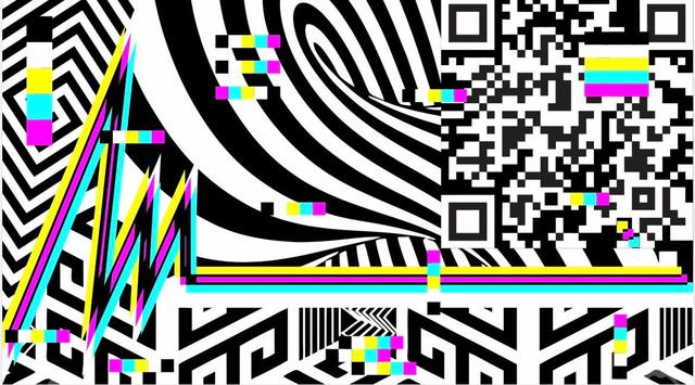 Composición glitch con marcas de registro CMYK