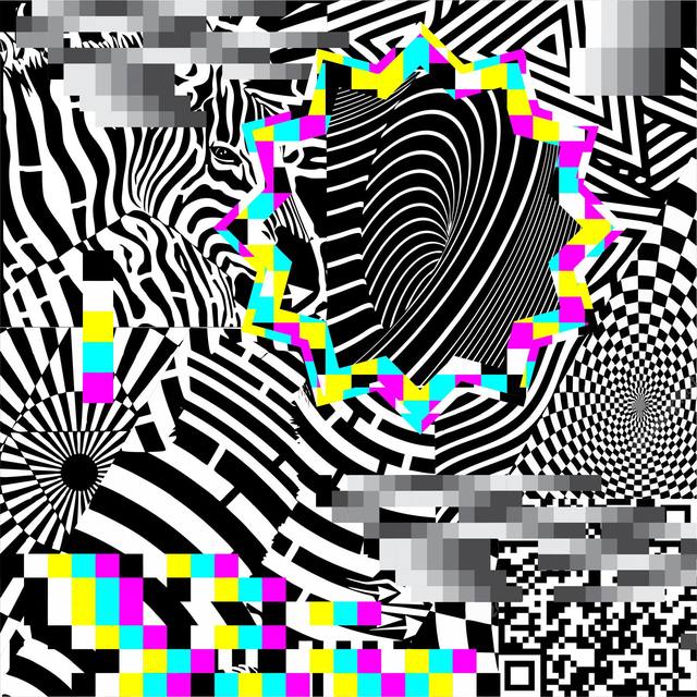 Composición glitch con marcas de registro CMYK
