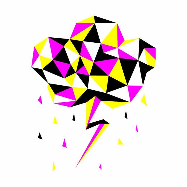 Ilustración low-poly en tonos cian, magenta y amarillo