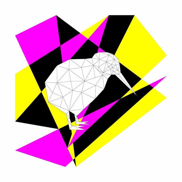Kiwi de líneas geométricas sobre fondo blanco