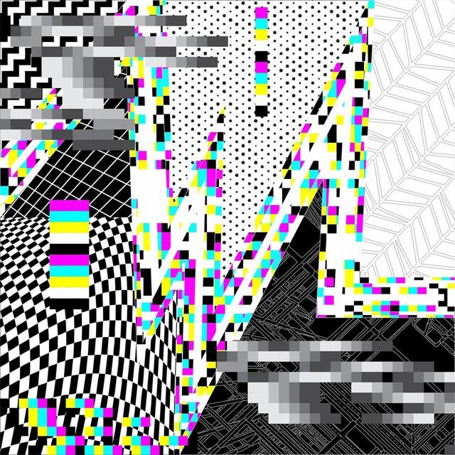 Collage glitch de patrones y texturas en blanco y negro